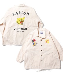 HOUSTON woman ヒューストン ウーマン COTTON VIETNAM COACH JACKET 虎 MAP柄 刺繍 コットン ベトナム コーチジャケット/ベトジャン/スーベニアジャケット