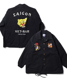 HOUSTON woman ヒューストン ウーマン COTTON VIETNAM COACH JACKET 虎 MAP柄 刺繍 コットン ベトナム コーチジャケット/ベトジャン/スーベニアジャケット