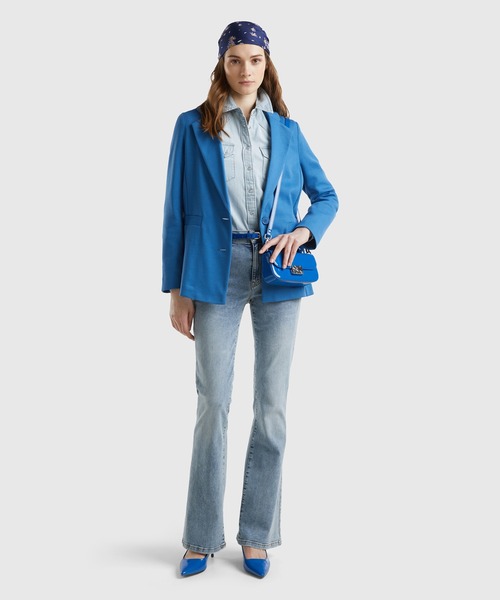 BENETTON (UNITED COLORS OF BENETTON)(ベネトンユナイテッドカラーズオブベネトン)の「ベーシックシングルブレストジャケット(テーラードジャケット・レディース・ブルー/ブラック・36/38/40/42)」の11枚目の写真