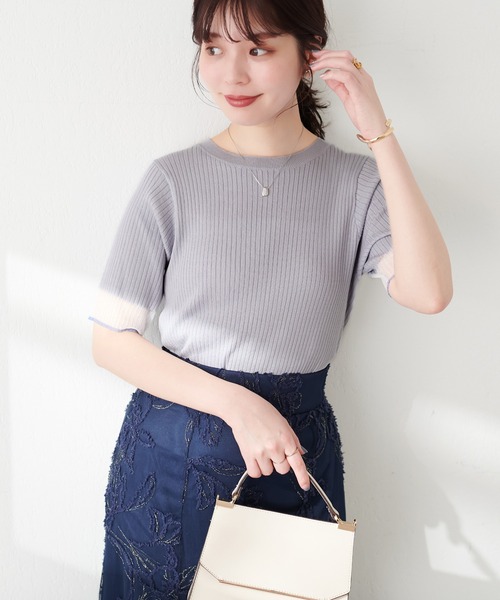 natural couture(ナチュラルクチュール)の「袖口シアー強撚リブニット(ニット/セーター・レディース・ピンク/グリーン/ライトグレー/ベージュ/ラベンダー/グレイッシュベージュ/ブラック・FREE)」の16枚目の写真