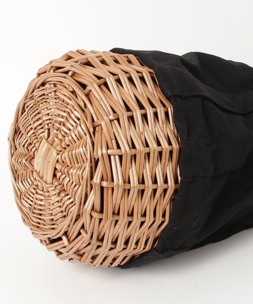 folka（フォルカ）の「1-3C14 柳×キャンバス 巾着 かご バッグ  ハンドバッグ ショルダーバッグ（かごバッグ・レディース・アイボリー/ブラック・ONESIZE）」の3枚目の写真
