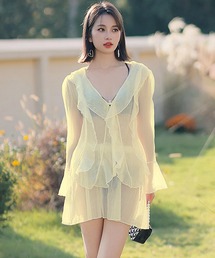 OSYAREVO（オシャレボ）の「シアー×フリル ビジュー ビキニ 水着 レディース（水着・レディース）」