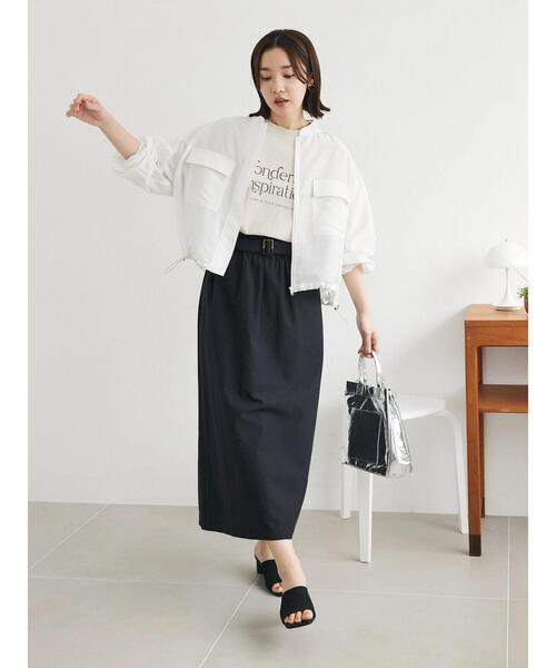 Green　Parks（グリーンパークス）の「シアーショート丈ブルゾン（ブルゾン・レディース・イエロー/ブラック/オフホワイト・FREE）」の4枚目の写真