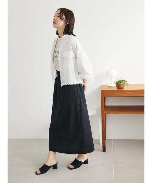 Green　Parks（グリーンパークス）の「シアーショート丈ブルゾン（ブルゾン・レディース・イエロー/ブラック/オフホワイト・FREE）」の5枚目の写真