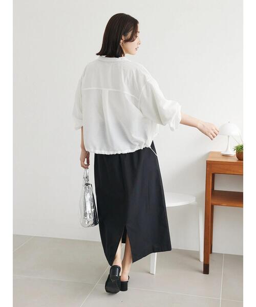 Green　Parks（グリーンパークス）の「シアーショート丈ブルゾン（ブルゾン・レディース・イエロー/ブラック/オフホワイト・FREE）」の6枚目の写真