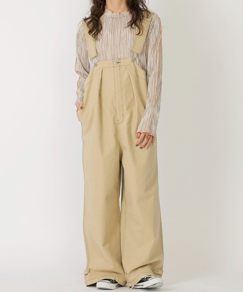 DOUBLE NAME(ダブルネーム)の「ピンドットバギーデッキサロペット(サロペット/オーバーオール・レディース・ブラック/カーキ/ベージュ・FREE)」の14枚目の写真