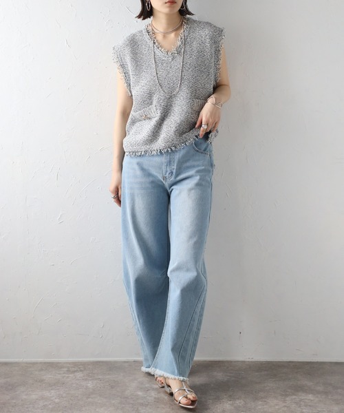 Cygne シーニュ　ツイード　ベスト CYAN tokyo シアントーキョー 25秋ご予約】 バックオーバー