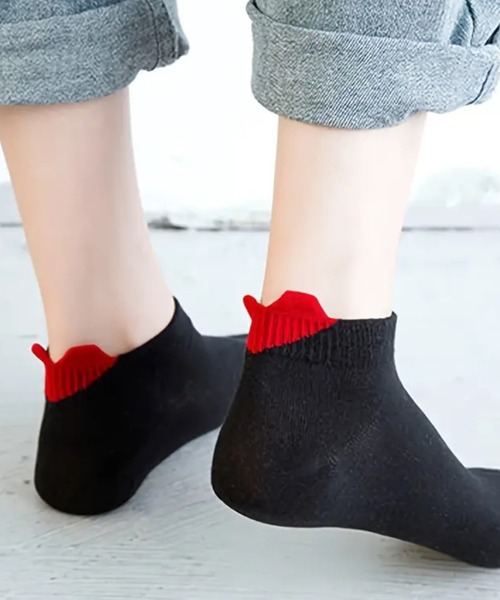 NOLITA LABORATORY(ノリータラボラトリー)の「【 NOLITA / ノリータ 】ハート ショートソックス 2足セット|レディース スニーカーソックス 脱げにくい くるぶし丈(ホワイト&ブラック)(ソックス/靴下・レディース・ホワイト×ブラック・FREE)」の2枚目の写真
