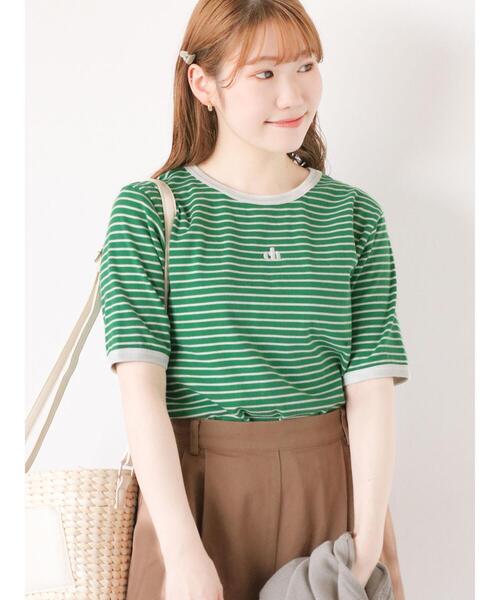 ehka sopo(エヘカソポ)の「テレコ刺繍カットソー(Tシャツ/カットソー・レディース・グリーン/ホワイト/オフホワイト/オレンジ/ブラック・F)」の6枚目の写真