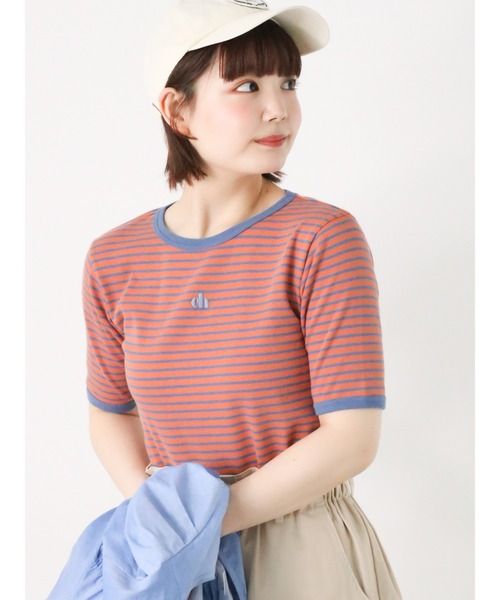 ehka sopo(エヘカソポ)の「テレコ刺繍カットソー(Tシャツ/カットソー・レディース・グリーン/ホワイト/オフホワイト/オレンジ/ブラック・F)」の5枚目の写真
