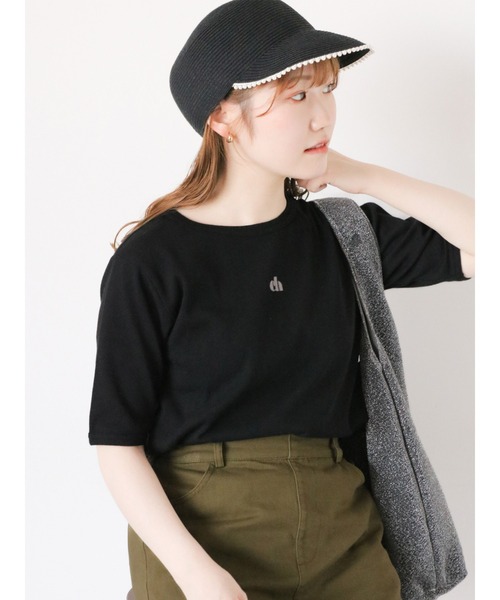 ehka sopo(エヘカソポ)の「テレコ刺繍カットソー(Tシャツ/カットソー・レディース・グリーン/ホワイト/オフホワイト/オレンジ/ブラック・F)」の15枚目の写真