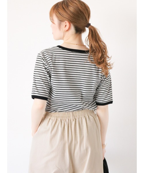 ehka sopo(エヘカソポ)の「テレコ刺繍カットソー(Tシャツ/カットソー・レディース・グリーン/ホワイト/オフホワイト/オレンジ/ブラック・F)」の11枚目の写真