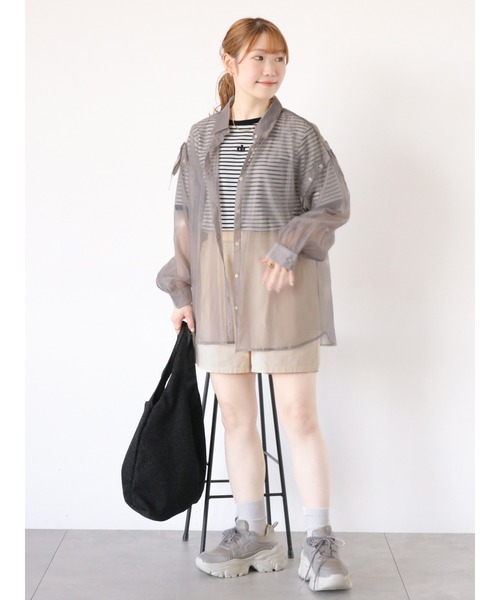 ehka sopo(エヘカソポ)の「テレコ刺繍カットソー(Tシャツ/カットソー・レディース・グリーン/ホワイト/オフホワイト/オレンジ/ブラック・F)」の9枚目の写真