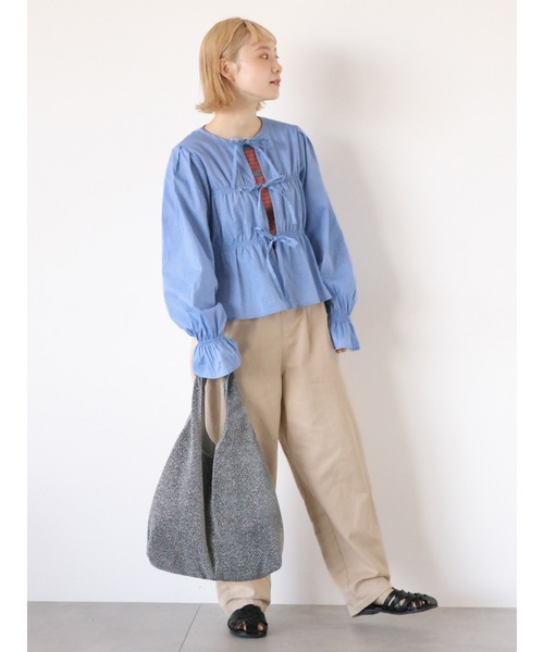 ehka sopo(エヘカソポ)の「テレコ刺繍カットソー(Tシャツ/カットソー・レディース・グリーン/ホワイト/オフホワイト/オレンジ/ブラック・F)」の19枚目の写真