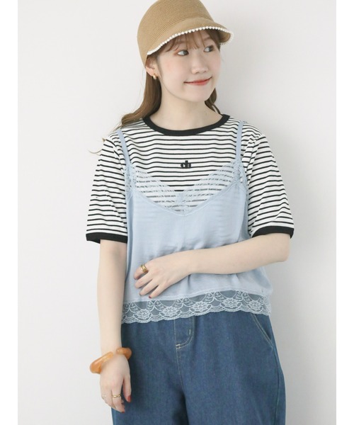 ehka sopo(エヘカソポ)の「テレコ刺繍カットソー(Tシャツ/カットソー・レディース・グリーン/ホワイト/オフホワイト/オレンジ/ブラック・F)」の18枚目の写真