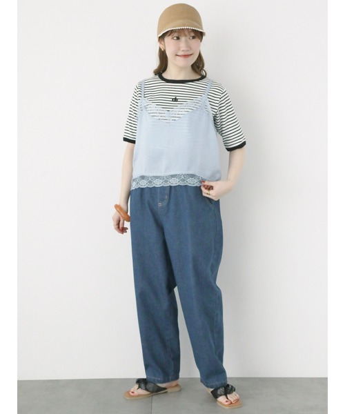 ehka sopo(エヘカソポ)の「テレコ刺繍カットソー(Tシャツ/カットソー・レディース・グリーン/ホワイト/オフホワイト/オレンジ/ブラック・F)」の7枚目の写真