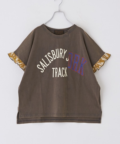 CUBE SUGAR（キューブシュガー）の「パウダー加工リメイク風袖口フリルTシャツ（Tシャツ/カットソー・レディース・マルチ/ベージュ/レッド/スミクロ・M）」の16枚目の写真