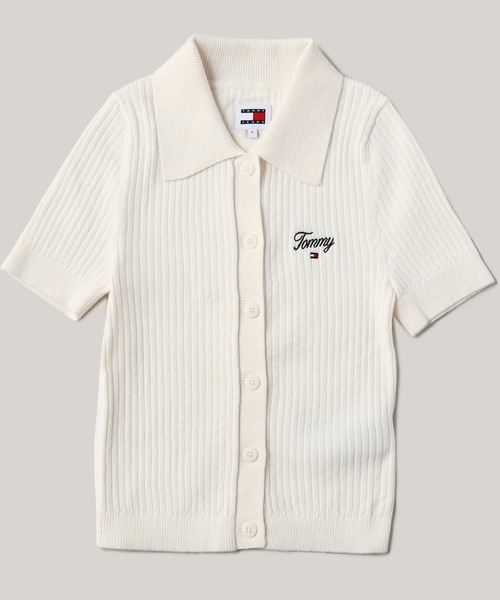 TOMMY HILFIGER(トミーヒルフィガー)の「リブスプリクトショートスリーブポロカーディガン(カーディガン/ボレロ・レディース・ホワイト/ブラック・SMALL/X-SMALL)」の6枚目の写真