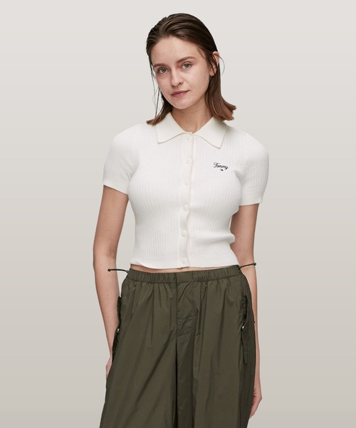 TOMMY HILFIGER(トミーヒルフィガー)の「リブスプリクトショートスリーブポロカーディガン(カーディガン/ボレロ・レディース・ホワイト/ブラック・SMALL/X-SMALL)」の17枚目の写真
