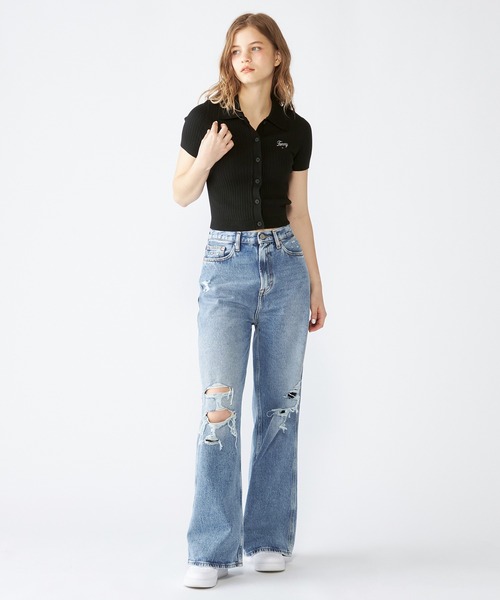 TOMMY HILFIGER(トミーヒルフィガー)の「リブスプリクトショートスリーブポロカーディガン(カーディガン/ボレロ・レディース・ホワイト/ブラック・SMALL/X-SMALL)」の10枚目の写真