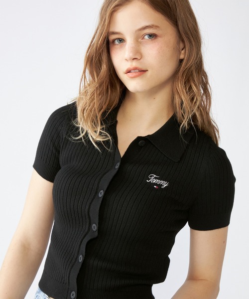TOMMY HILFIGER(トミーヒルフィガー)の「リブスプリクトショートスリーブポロカーディガン(カーディガン/ボレロ・レディース・ホワイト/ブラック・SMALL/X-SMALL)」の11枚目の写真