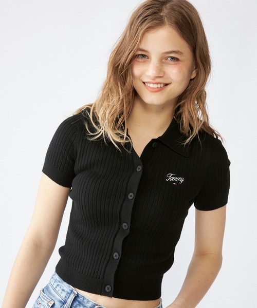TOMMY HILFIGER(トミーヒルフィガー)の「リブスプリクトショートスリーブポロカーディガン(カーディガン/ボレロ・レディース・ホワイト/ブラック・SMALL/X-SMALL)」の12枚目の写真