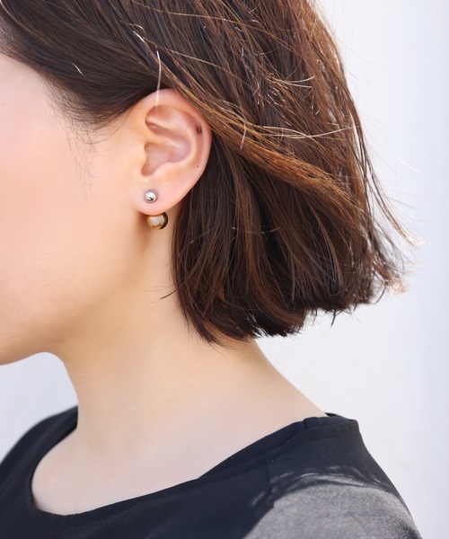 ieLS(イエルズ)の「金属アレルギー対応「ieLS」ステンレス ミックスボールピアス(ピアス(両耳用)・レディース・シルバー×ゴールド・ONE SIZE)」の1枚目の写真