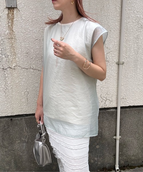 y/m by misato（イムバイミサト）の「シアーレイヤードノースリーブトップス（その他トップス・レディース・アイボリー/グリーン/オフホワイト・FREE）」の3枚目の写真