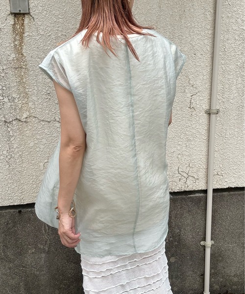 y/m by misato（イムバイミサト）の「シアーレイヤードノースリーブトップス（その他トップス・レディース・アイボリー/グリーン/オフホワイト・FREE）」の9枚目の写真
