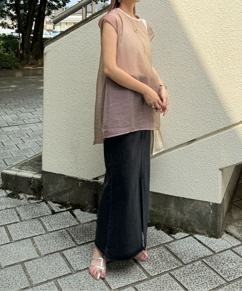 y/m by misato（イムバイミサト）の「シアーレイヤードノースリーブトップス（その他トップス・レディース・アイボリー/グリーン/オフホワイト・FREE）」の17枚目の写真