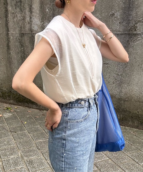 y/m by misato（イムバイミサト）の「シアーレイヤードノースリーブトップス（その他トップス・レディース・アイボリー/グリーン/オフホワイト・FREE）」の18枚目の写真