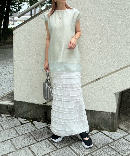 y/m by misato（イムバイミサト）の「シアーレイヤードノースリーブトップス（その他トップス・レディース・アイボリー/グリーン/オフホワイト・FREE）」の14枚目の写真