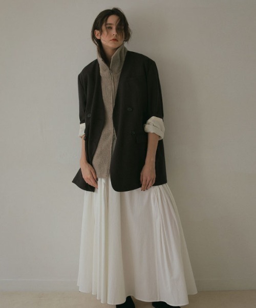 ETRE TOKYO（エトレトウキョウ）の「ノーカラーダブルブレストオーバージャケット（ノーカラージャケット・レディース・ブラウン/ベージュ/ブラック・S/M）」の21枚目の写真