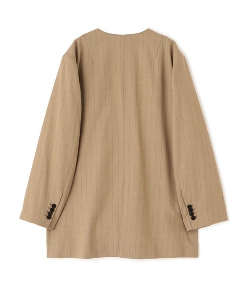 ETRE TOKYO（エトレトウキョウ）の「ノーカラーダブルブレストオーバージャケット（ノーカラージャケット・レディース・ブラウン/ベージュ/ブラック・S/M）」の4枚目の写真