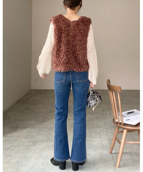 She's Closet（シーズクローゼット）の「透かし編み 長袖ショート丈シアー シースルー メッシュニット プルオーバートップス（ニット/セーター・レディース・アイボリー/ブラック/ベージュ/グリーン・FREE）」の18枚目の写真