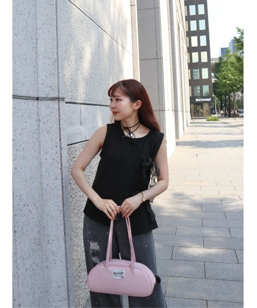 JUMELLE（ジュメロ）の「cross ribbon tank（タンクトップ・レディース・グレイッシュベージュ/ブラック/オフホワイト・MEDIUM）」の22枚目の写真