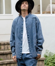 CAMBIO(JrI)ms5734-Chemical Wash Denim Distressed Shirts fjVc(Vc/uEX)
