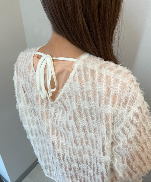 ketty cherie(ケティシェリー)の「チュールフリル前後2wayトップス≪手洗い可能≫(シャツ/ブラウス・レディース・ブラック/オフホワイト・M)」の12枚目の写真
