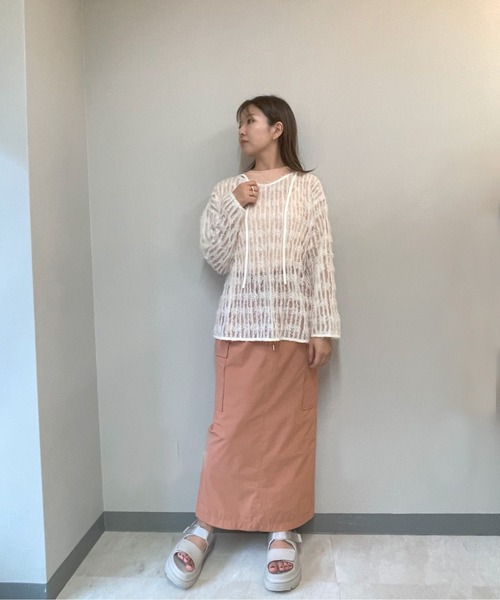 ketty cherie(ケティシェリー)の「チュールフリル前後2wayトップス≪手洗い可能≫(シャツ/ブラウス・レディース・ブラック/オフホワイト・M)」の8枚目の写真