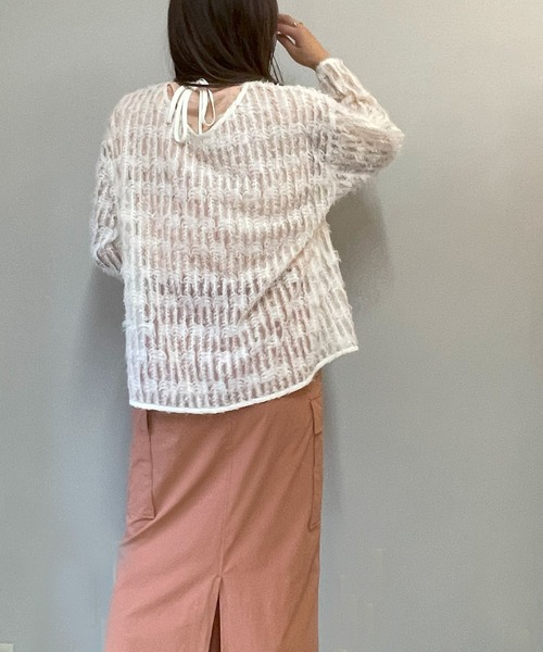 ketty cherie(ケティシェリー)の「チュールフリル前後2wayトップス≪手洗い可能≫(シャツ/ブラウス・レディース・ブラック/オフホワイト・M)」の11枚目の写真