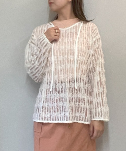 ketty cherie(ケティシェリー)の「チュールフリル前後2wayトップス≪手洗い可能≫(シャツ/ブラウス・レディース・ブラック/オフホワイト・M)」の10枚目の写真
