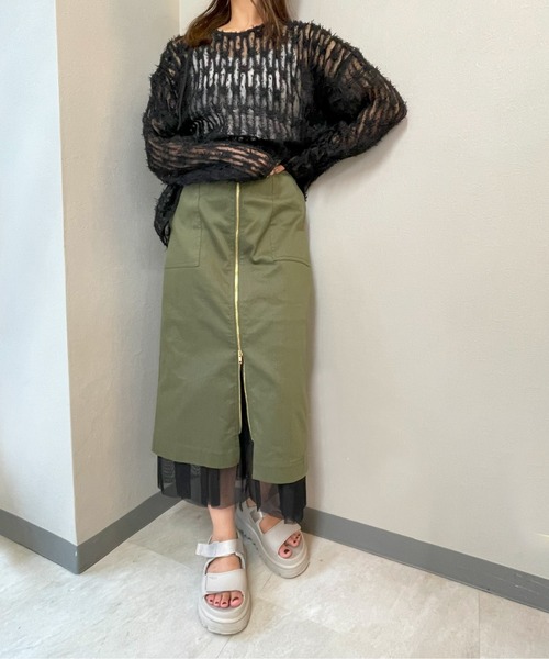 ketty cherie(ケティシェリー)の「チュールフリル前後2wayトップス≪手洗い可能≫(シャツ/ブラウス・レディース・ブラック/オフホワイト・M)」の3枚目の写真