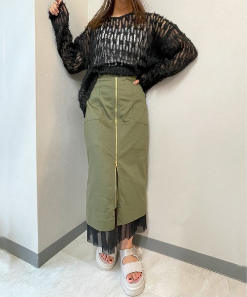 ketty cherie(ケティシェリー)の「チュールフリル前後2wayトップス≪手洗い可能≫(シャツ/ブラウス・レディース・ブラック/オフホワイト・M)」の13枚目の写真