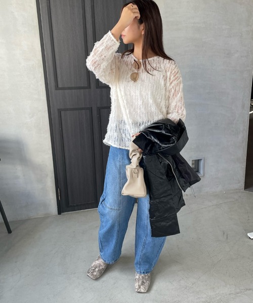 ketty cherie(ケティシェリー)の「チュールフリル前後2wayトップス≪手洗い可能≫(シャツ/ブラウス・レディース・ブラック/オフホワイト・M)」の18枚目の写真