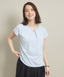 ◆【通勤／手洗い可】メタルバー付きタックプルオーバー