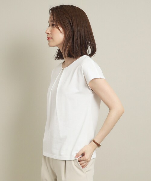 ITS'DEMO(イッツデモ)の「◆【通勤/手洗い可】メタルバー付きタックプルオーバー(Tシャツ/カットソー・レディース・オレンジ/ブラック/サックスブルー/オフホワイト・00)」の5枚目の写真