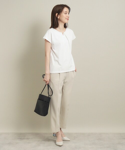 ITS'DEMO(イッツデモ)の「◆【通勤/手洗い可】メタルバー付きタックプルオーバー(Tシャツ/カットソー・レディース・オレンジ/ブラック/サックスブルー/オフホワイト・00)」の6枚目の写真