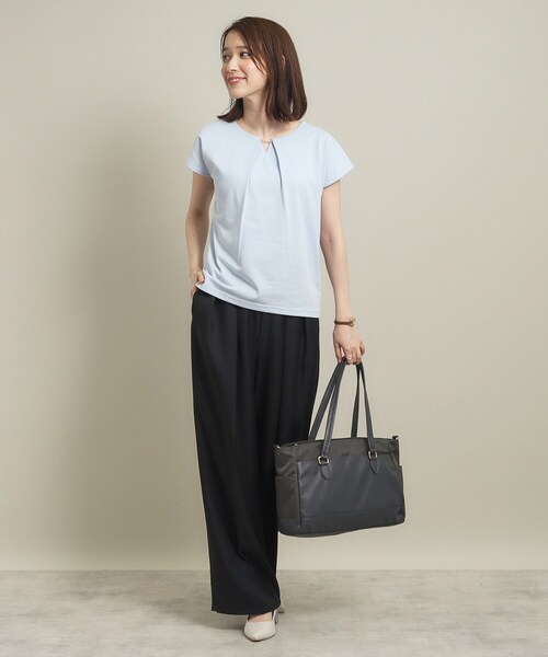 ITS'DEMO(イッツデモ)の「◆【通勤/手洗い可】メタルバー付きタックプルオーバー(Tシャツ/カットソー・レディース・オレンジ/ブラック/サックスブルー/オフホワイト・00)」の14枚目の写真