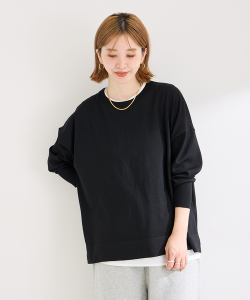 B.C STOCK(ベーセーストック)の「ドルマンワイドニットプルオーバー(ニット/セーター・レディース・ブラック/ベージュ/レッド・FREE)」の12枚目の写真