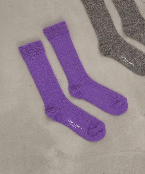 ADAM ET ROPE'（アダムエロペ）の「ARロゴヘアリーリブソックス（ソックス/靴下・レディース・グレー/パープル/ホワイト・FREE）」の3枚目の写真
